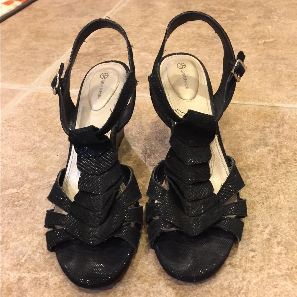 Gianni Bernini black shiny suede look